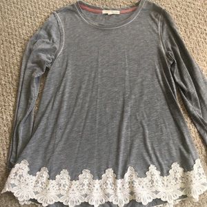 Grey and lacy long sleeve shirt